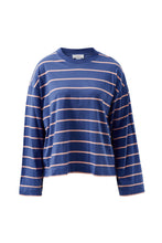 Load image into Gallery viewer, Beau Long Sleeve Slouchy Tee - Washed Navy/Pink Clay