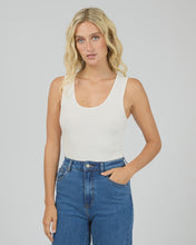 Load image into Gallery viewer, Washed Rib Scoop Neck Tank - White