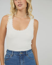Load image into Gallery viewer, Washed Rib Lace Tank - White