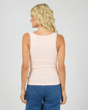 Load image into Gallery viewer, Washed Rib Lace Tank - Pale Pink