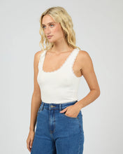 Load image into Gallery viewer, Washed Rib Lace Tank - White