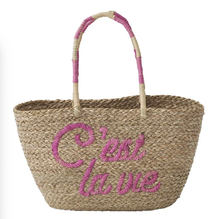 Load image into Gallery viewer, C’est La Vie Straw Tote Bag