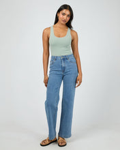 Load image into Gallery viewer, Washed Rib Lace tank - Sage