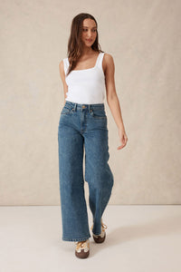 Zaeli Ribbed Square neck tank - White