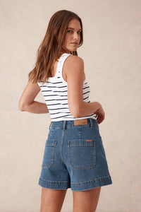 Esther Denim Patch Pocket Short - Fresh Indigo