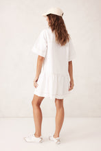 Load image into Gallery viewer, Short Sleeve Tiered Pocket Shirt Dress -fresh ecru
