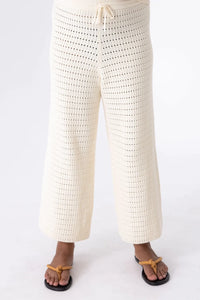 Cotton Crochet Wide Leg Pants Cream
