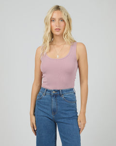 Washed Rib Scoop neck Tank - Qrtz