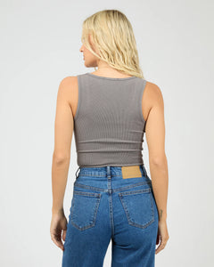 Washed Rib Scoop neck Tank - Char