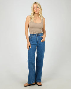 Washed Rib Scoop neck Tank - Stone