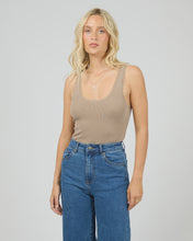 Load image into Gallery viewer, Washed Rib Lace Tank - Stone
