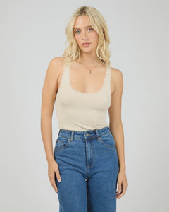 Washed Rib Lace Tank - Van