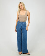Load image into Gallery viewer, Washed Rib Lace Tank - Stone
