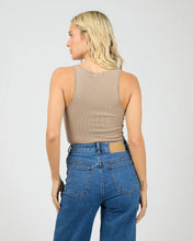 Load image into Gallery viewer, Washed Rib Lace Tank - Stone
