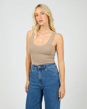 Load image into Gallery viewer, Washed Rib Lace Tank - Stone
