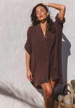 Load image into Gallery viewer, Palm Shirt dress - Espresso
