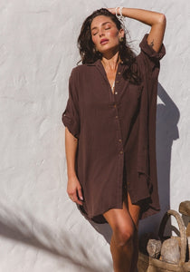 Palm Shirt dress - Espresso