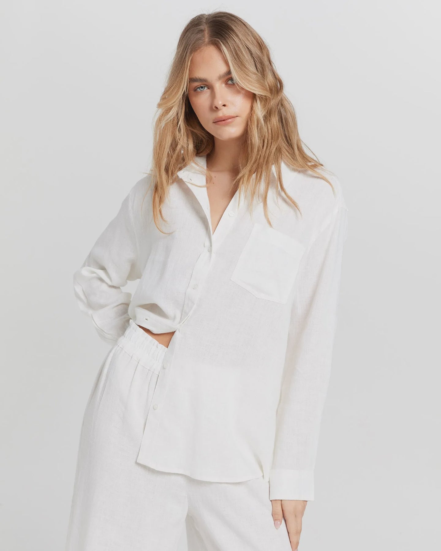 Tokyo Linen Blend Shirt - White