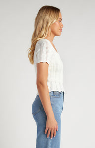 Adele - Crochet Knit Top with Scallop Hem Details