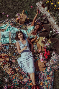Emerald Forest Picnic Rug - Bohemian Sundays, Wandering Folk, Buy Boho Bohemian Clothing Online Australia, Kivari, Arnhem, Rowie, Will and Bear, Wandering Folk, Skinned, Barefoot Blonde