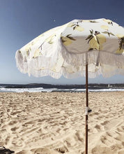 Load image into Gallery viewer, HOLIDAY BEACH UMBRELLA-VINTAGE LEMONS - Bohemian Sundays, Business and Pleasure Co., Buy Boho Bohemian Clothing Online Australia, Kivari, Arnhem, Rowie, Will and Bear, Wandering Folk, Skinned
