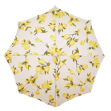 Load image into Gallery viewer, HOLIDAY BEACH UMBRELLA-VINTAGE LEMONS - Bohemian Sundays, Business and Pleasure Co., Buy Boho Bohemian Clothing Online Australia, Kivari, Arnhem, Rowie, Will and Bear, Wandering Folk, Skinned
