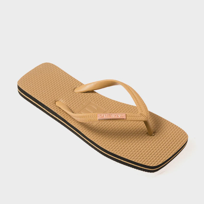 Designer Flip Flops - Tan/ Rose Gold