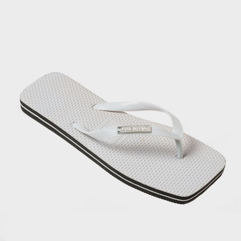 Designer Flip Flops - White/ White Gold
