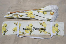 Load image into Gallery viewer, HOLIDAY BEACH UMBRELLA-VINTAGE LEMONS - Bohemian Sundays, Business and Pleasure Co., Buy Boho Bohemian Clothing Online Australia, Kivari, Arnhem, Rowie, Will and Bear, Wandering Folk, Skinned
