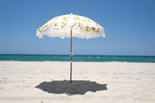 Load image into Gallery viewer, HOLIDAY BEACH UMBRELLA-VINTAGE LEMONS - Bohemian Sundays, Business and Pleasure Co., Buy Boho Bohemian Clothing Online Australia, Kivari, Arnhem, Rowie, Will and Bear, Wandering Folk, Skinned
